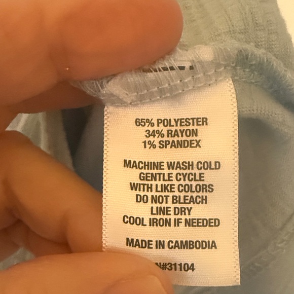 Wonderly Sky Blue Textured V-Neck Blouse - Picture 3 of 5